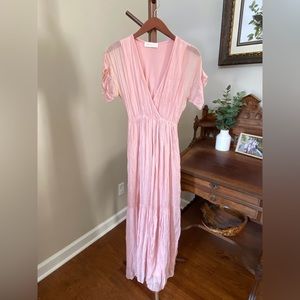 Blush Silk Maxi Dress Tiered S